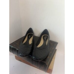 Trotters‎ Black Leather Woven Loafers 8.5 N (Narrow) Women's Flat Shoes